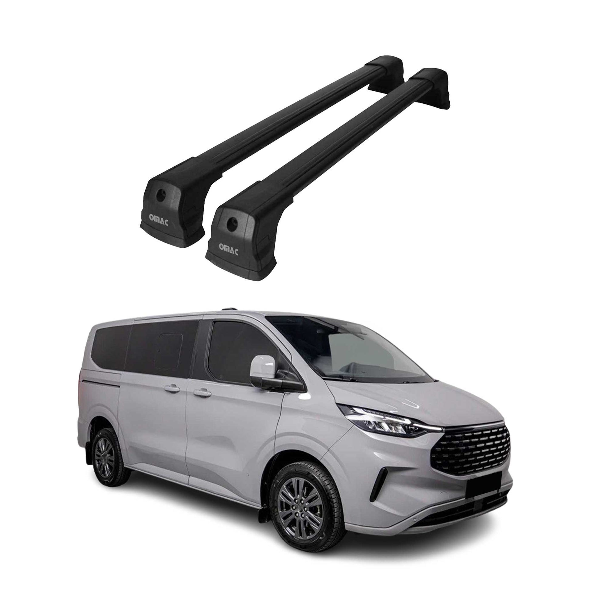 Dachträger für Ford Transit Custom / Tourneo Custom 2023-2025 75kg Alu Schwarz OMAC DE