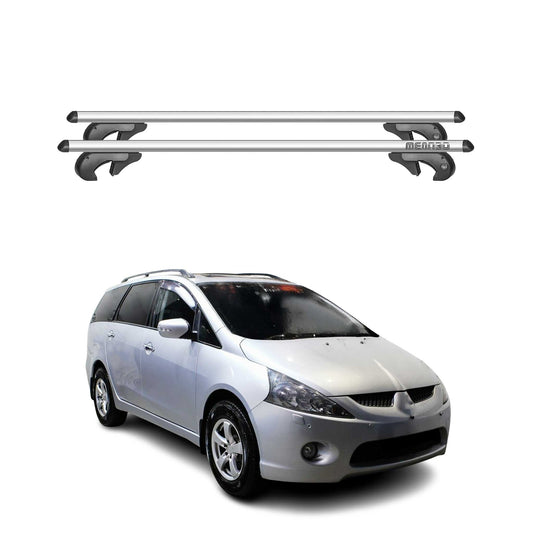 Menabo Dachträger für Mitsubishi Grandis 2003-2011 Alu Silber Auto 90kg 2x OMAC DE