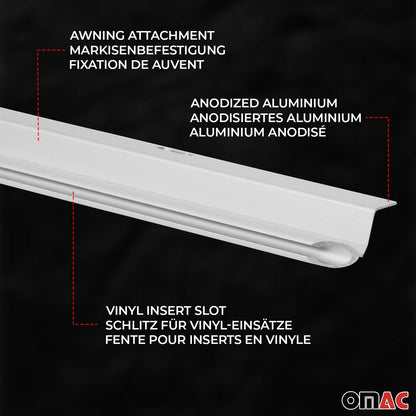Sonnensegel Kedereinzug Kederschiene Kederleiste für VW T5 T6 ab 2003 L1 Silber OMAC DE