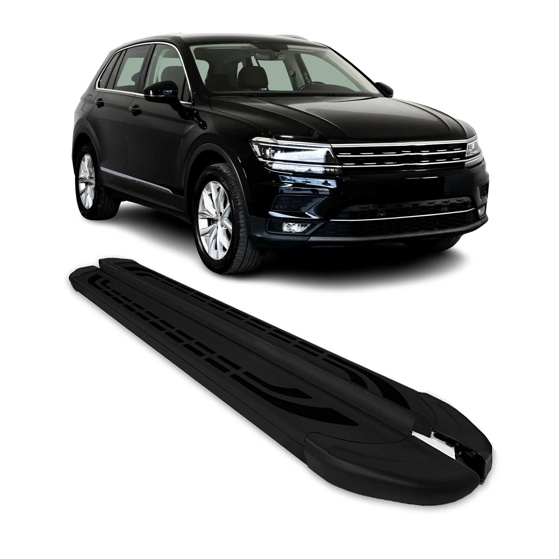 Trittbretter Schweller Seitenbretter für VW Tiguan Allspace 2016-24 Alu Schwarz OMAC DE
