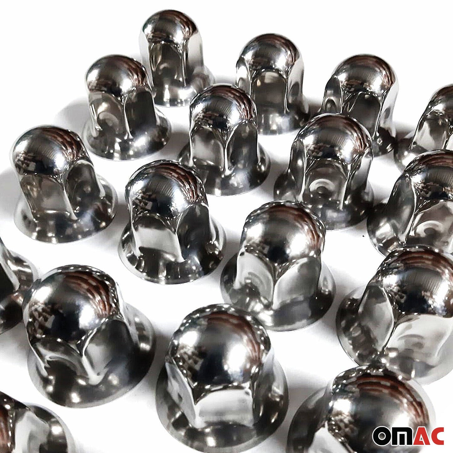 40x Glänzend Chrom Radmutterkappen Schutz Ø32mm für hohe Schrauben / LKW OMAC DE