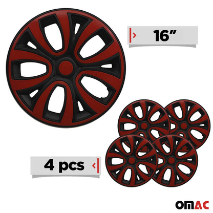 4x Radblenden Radkappen Radzierblenden 16" Zoll Schwarz Rot Glänzend OMAC DE