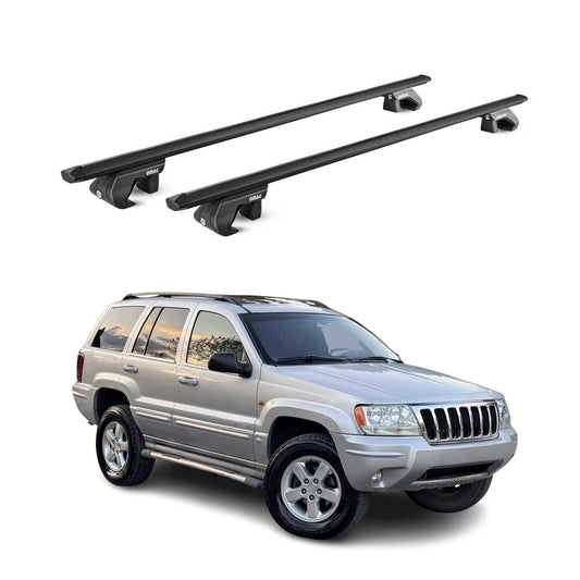 Dachträger Grundtäger für Jeep Grand Cherokee WJ 1999-2004 90kg Alu Schwarz ABE OMAC DE