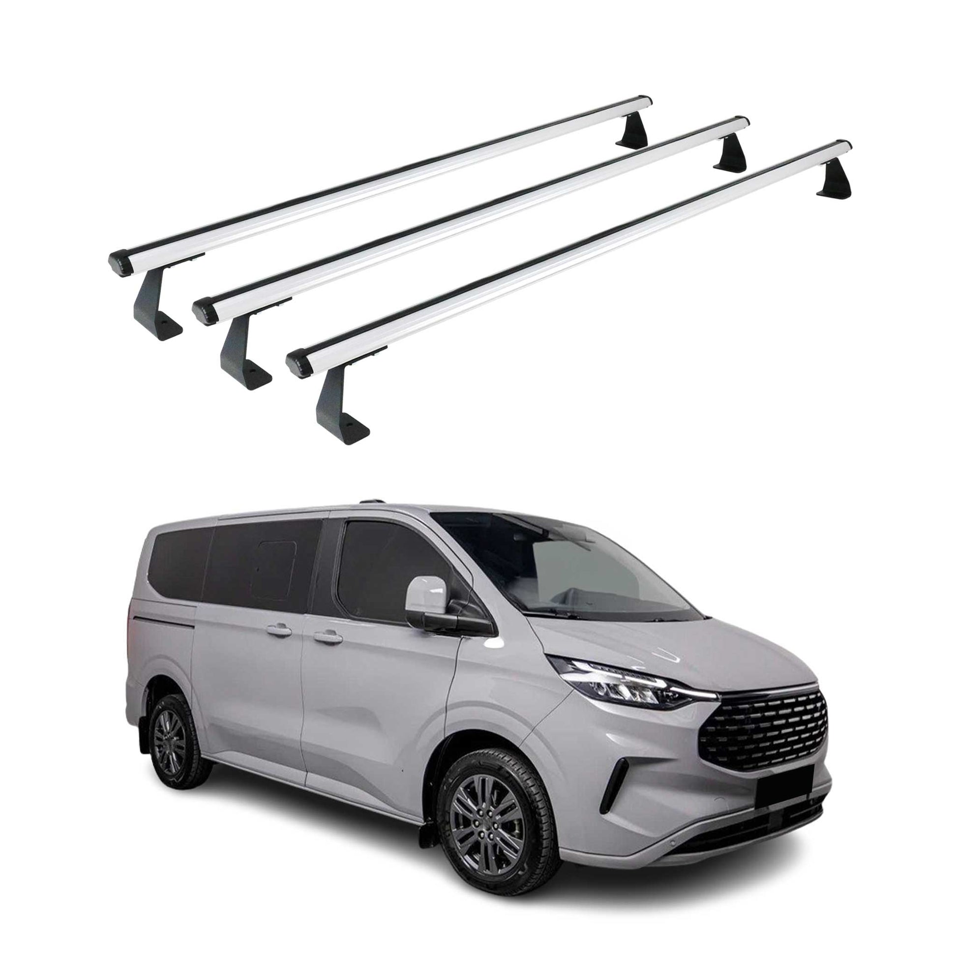 Dachträger für Ford Transit Custom / Tourneo Custom 2023-2025 75kg Alu Grau 3tlg OMAC DE