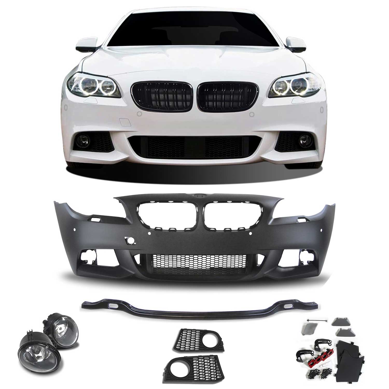 JOM Frontstoßstange für BMW 5er F10 F11 2010-2017 mit Nebelscheinwerfer OMAC DE