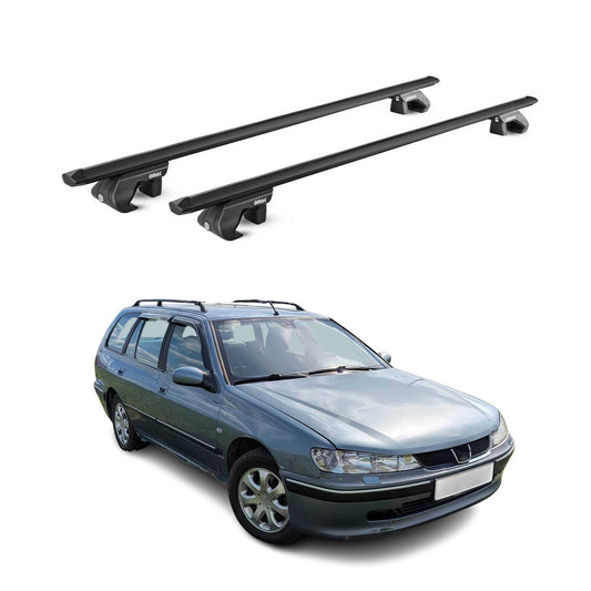 Dachträger Grundtäger für Peugeot 406 Kombi 1996-2004 90kg Alu Schwarz 2 tlg ABE OMAC DE