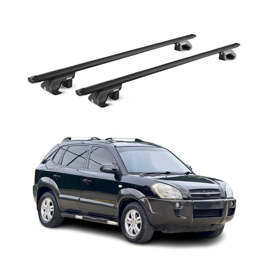Dachträger Grundtäger für Hyundai Tucson mk1 2004-2010 90kg Alu Schwarz 2x ABE OMAC DE