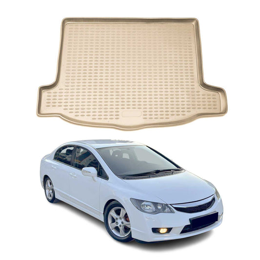 Kofferraummatte Kofferraumwanne für Honda Civic 2006-2012 Gummi TPE Beige OMAC DE
