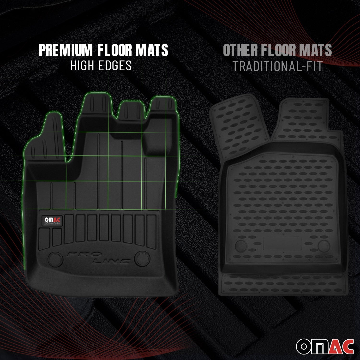 OMAC Gummi Fußmatten für Ford Transit 2000-2013 Premium 3D Automatten Schwarz OMAC DE