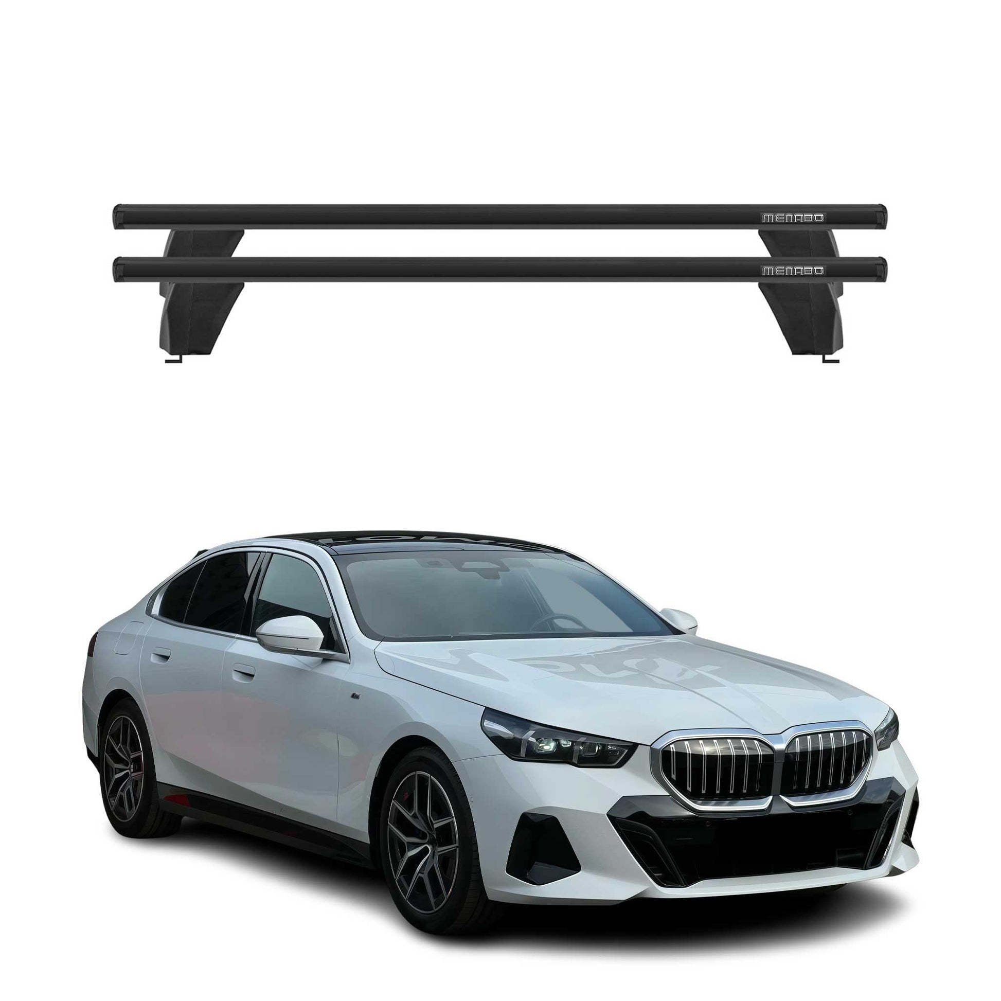 Menabo Dachträger Grundträger für BMW 5 G60 2024-2025 Alu Schwarz 2tlg OMAC DE