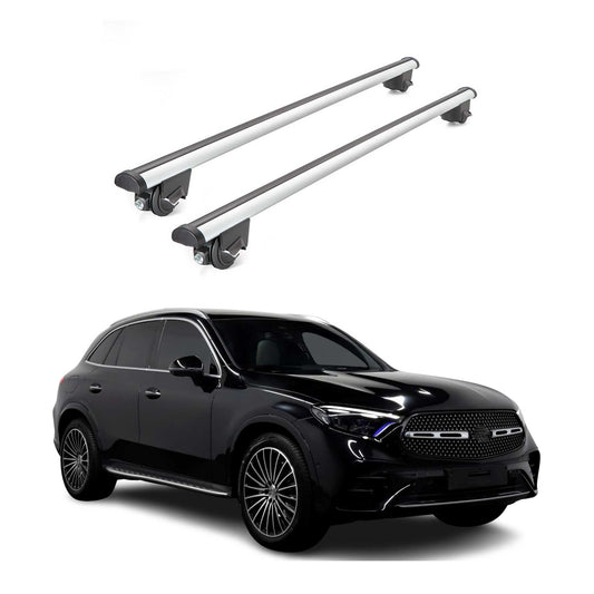 Dachträger Grundtäger für Mercedes GLC X254 2022-2025 100kg Alu Silber 2 tlg ABE OMAC DE