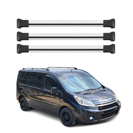 Dachträger Grundtäger für Citroen Jumpy 2007-2016 75kg Aluminium Silber 3 tlg OMAC DE