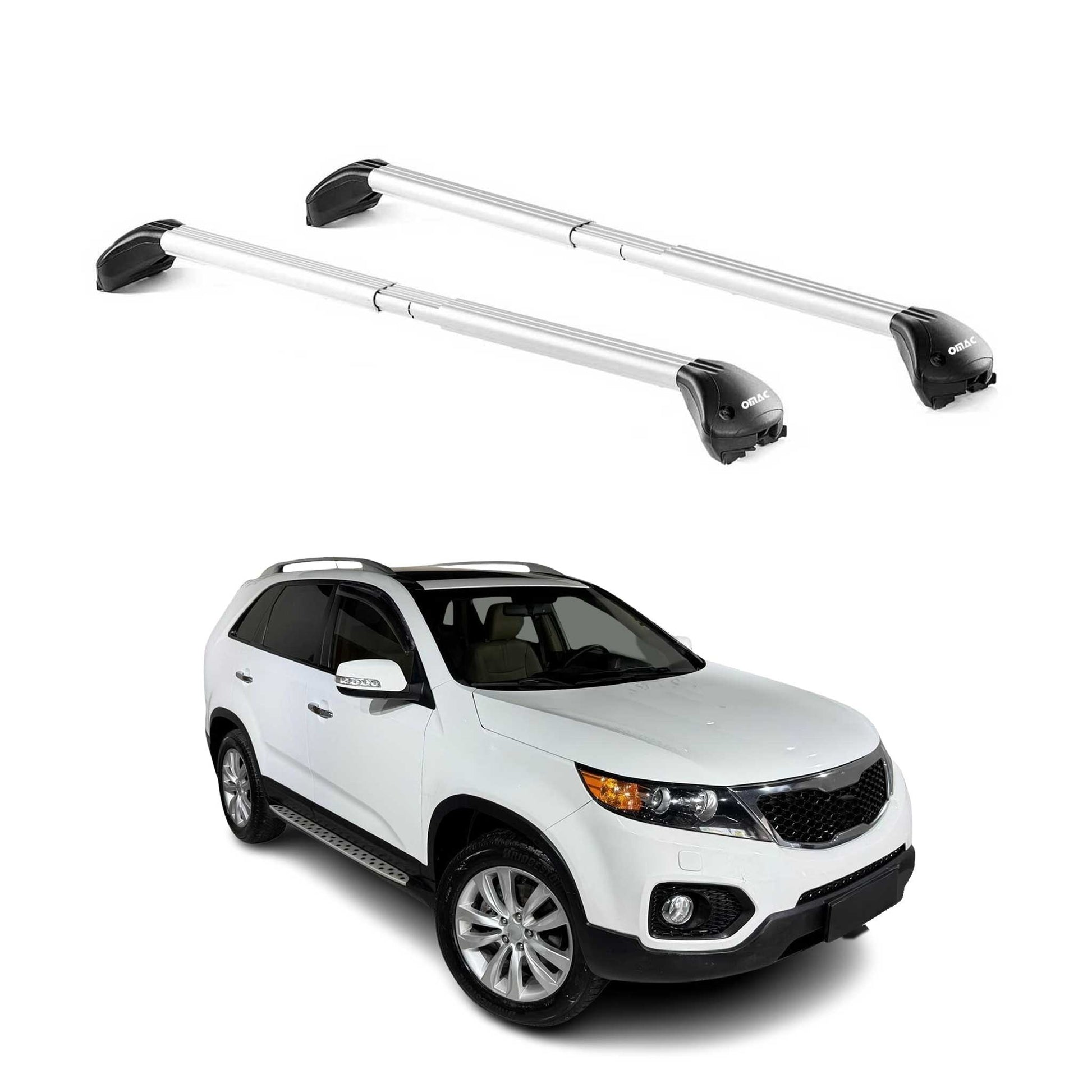 Dachträger Grundtäger für Kia Sorento 2009-2014 100kg Aluminium Silber 2 tlg ABE OMAC DE