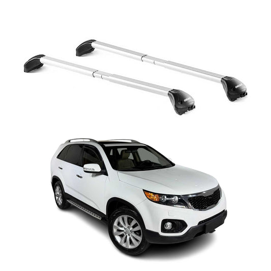 Dachträger Grundtäger für Kia Sorento 2009-2014 100kg Aluminium Silber 2 tlg ABE OMAC DE
