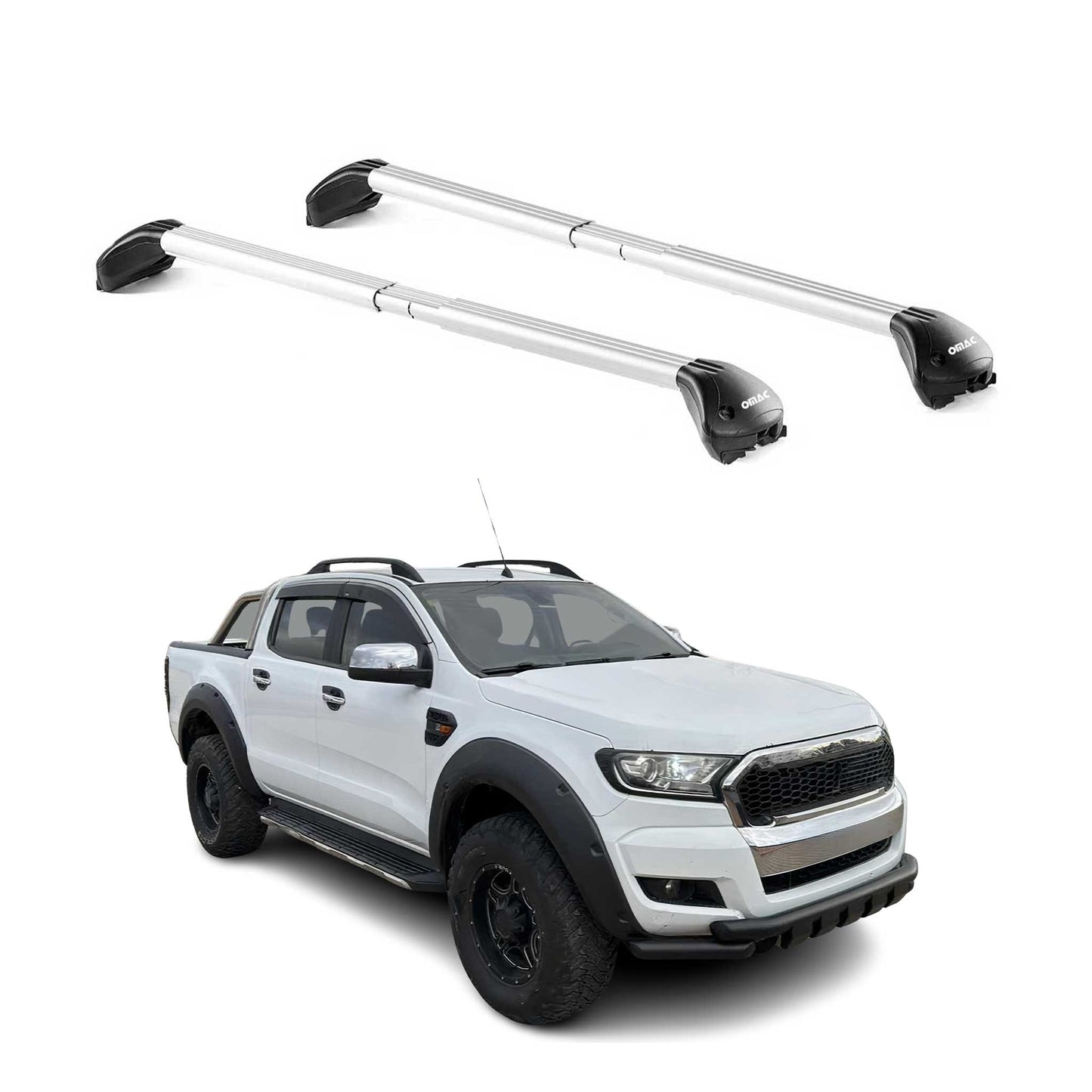 Dachträger Grundtäger für Ford Ranger 2011-2025 4 tür 100kg Alu Silber 2 tlg ABE OMAC DE