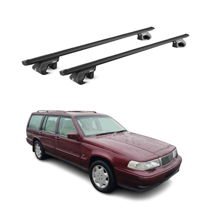 Dachträger Grundtäger für Volvo 940 1990-1998 5 tür 90kg Alu Schwarz 2 tlg ABE OMAC DE