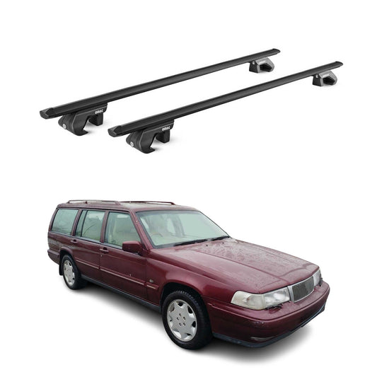 Dachträger Grundtäger für Volvo 940 1990-1998 5 tür 90kg Alu Schwarz 2 tlg ABE OMAC DE