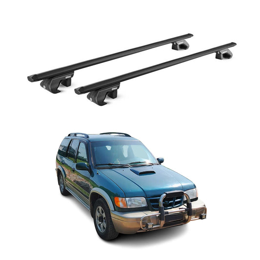Dachträger Grundtäger für Kia Sportage JA 1993-2004 90kg Alu Schwarz 2 tlg ABE OMAC DE
