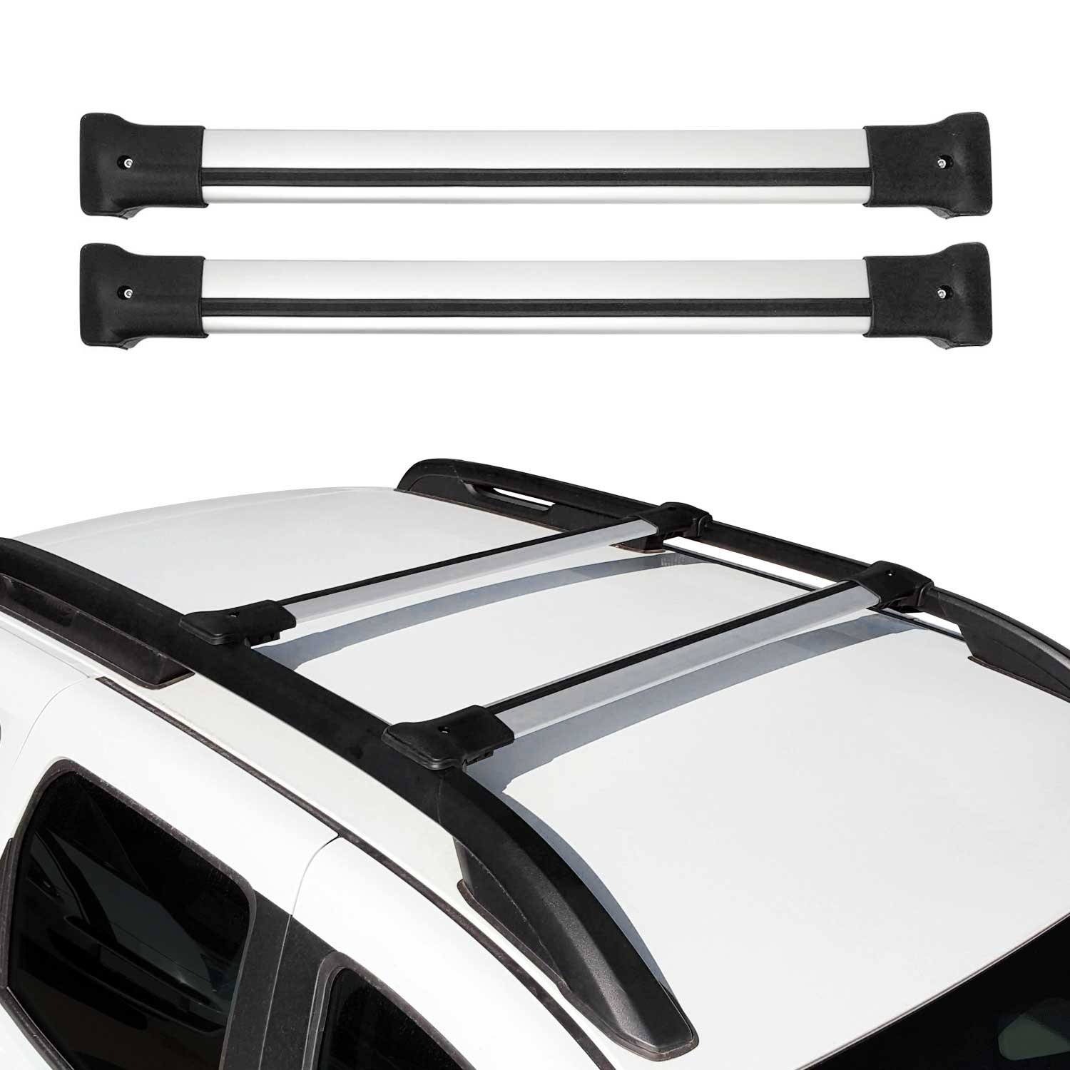 Dachträger Grundtäger für Dacia Duster mk2 2018-2023 75kg Aluminium Silber 2 tlg OMAC DE