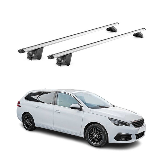 Dachträger Grundtäger für Peugeot 308 Kombi 2013-2021 100kg Alu Silber 2tlg ABE OMAC DE