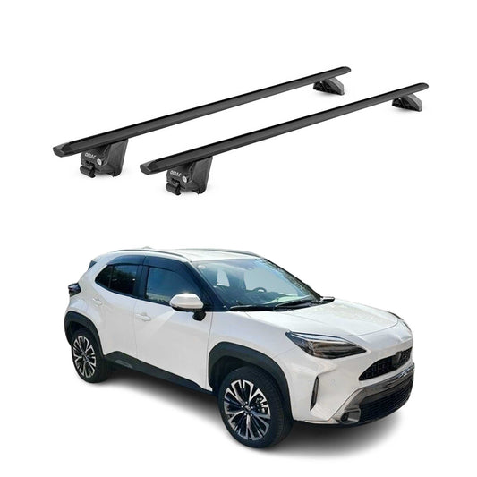 Dachträger Grundtäger für Toyota Yaris Cross 2020-2025 100kg Alu Schwarz 2x ABE OMAC DE
