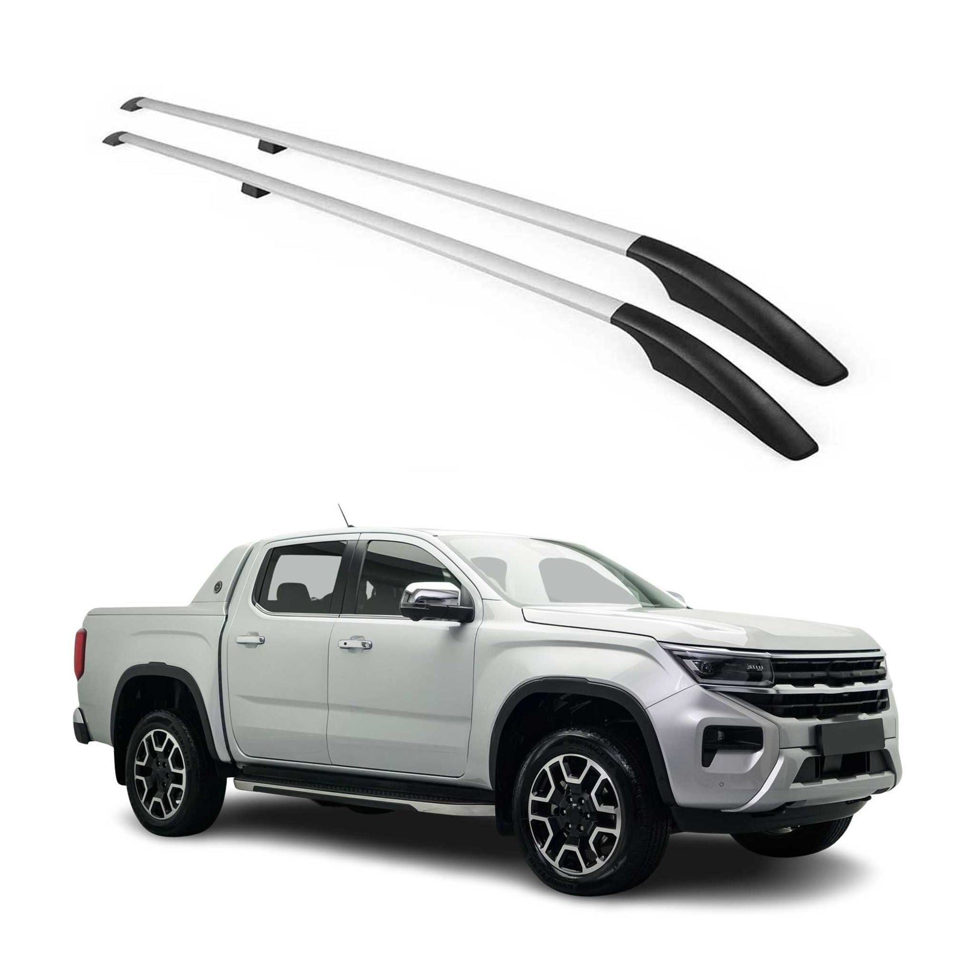 Dachreling Relingträger für VW Amarok 2022-2024 Double Cab Alu Silber 2 tlg OMAC DE