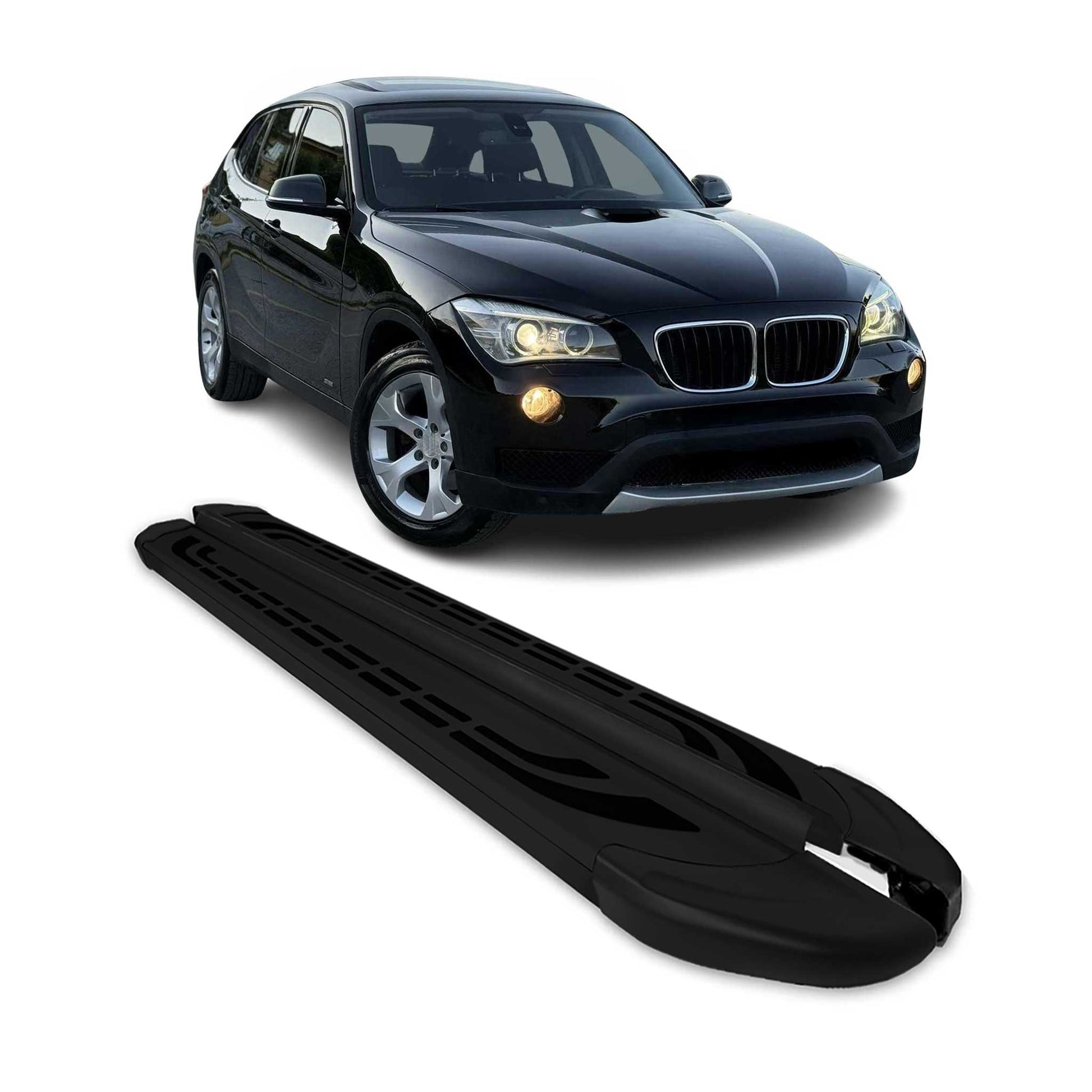 Trittbretter Seitenschweller für BMW X1 2009-2015 Schwarz Aluminium 2 tlg OMAC DE