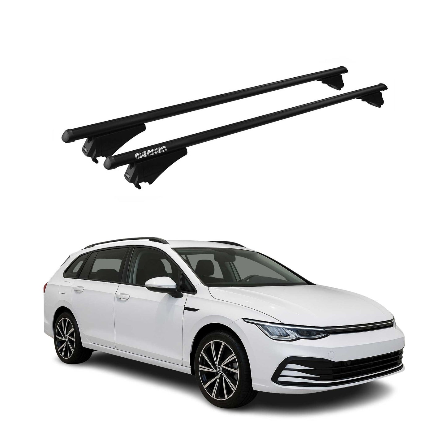 Menabo Dachträger Grundtäger für VW Golf 2019-2025 75kg Aluminium Schwarz 2 tlg OMAC DE