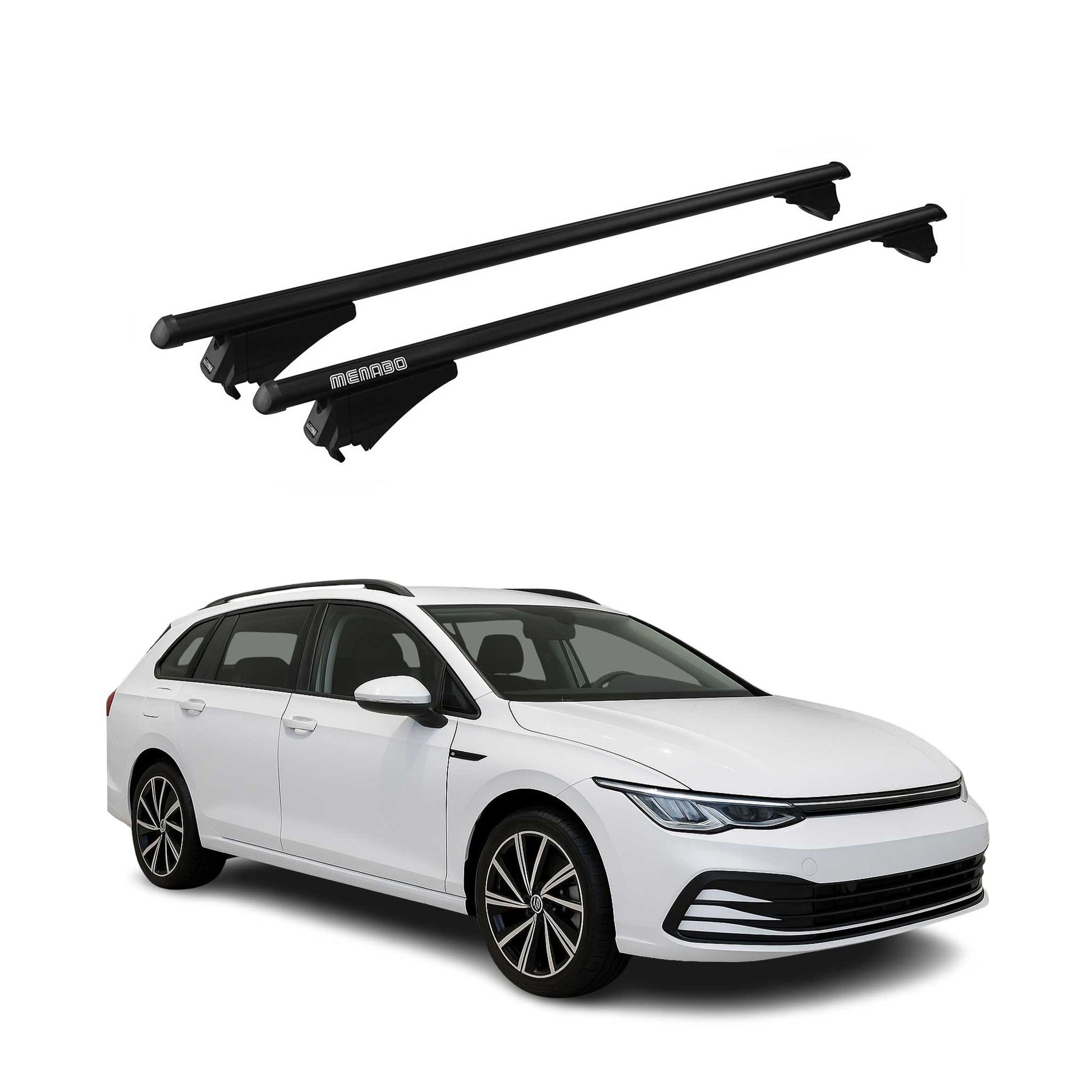 Menabo Dachträger Grundtäger für VW Golf 2019-2025 75kg Aluminium Schwarz 2 tlg OMAC DE