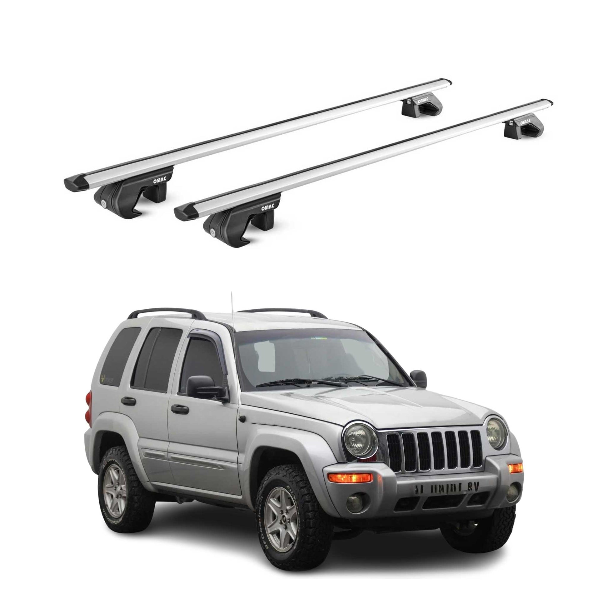 Dachträger Grundtäger für Jeep Cherokee KJ KK 2002-2013 5tür 90kg Alu ABE Silber OMAC DE