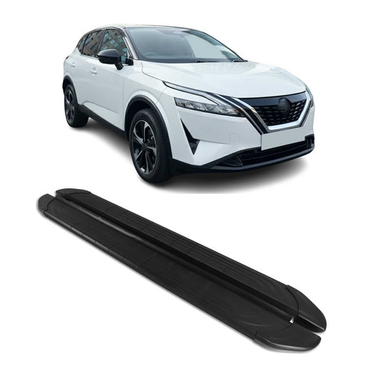 2021-2025 Nissan Qashqai Trittbretter Seitenschweller Aluminium Schwarz 2tlg OMAC DE