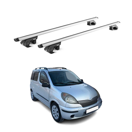 Dachträger Grundtäger für Toyota Yaris Verso 1999-2005 90kg Alu Silber 2 tlg ABE OMAC DE