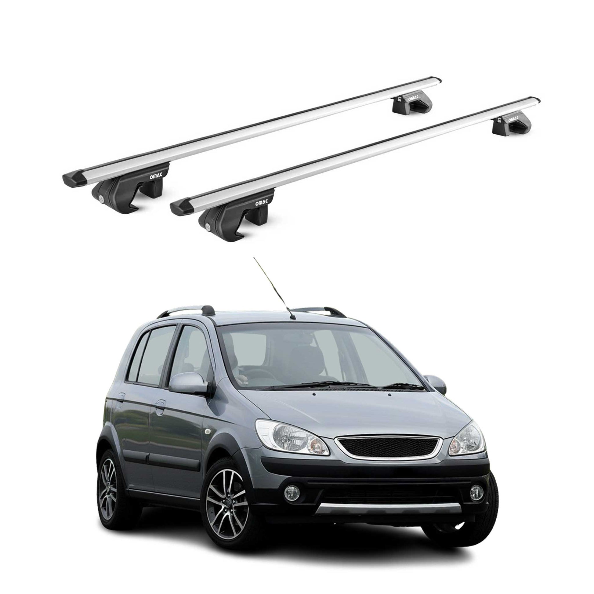 Dachträger Grundtäger für Hyundai Getz Cross 2006-2011 90kg Alu Silber 2 tlg ABE OMAC DE