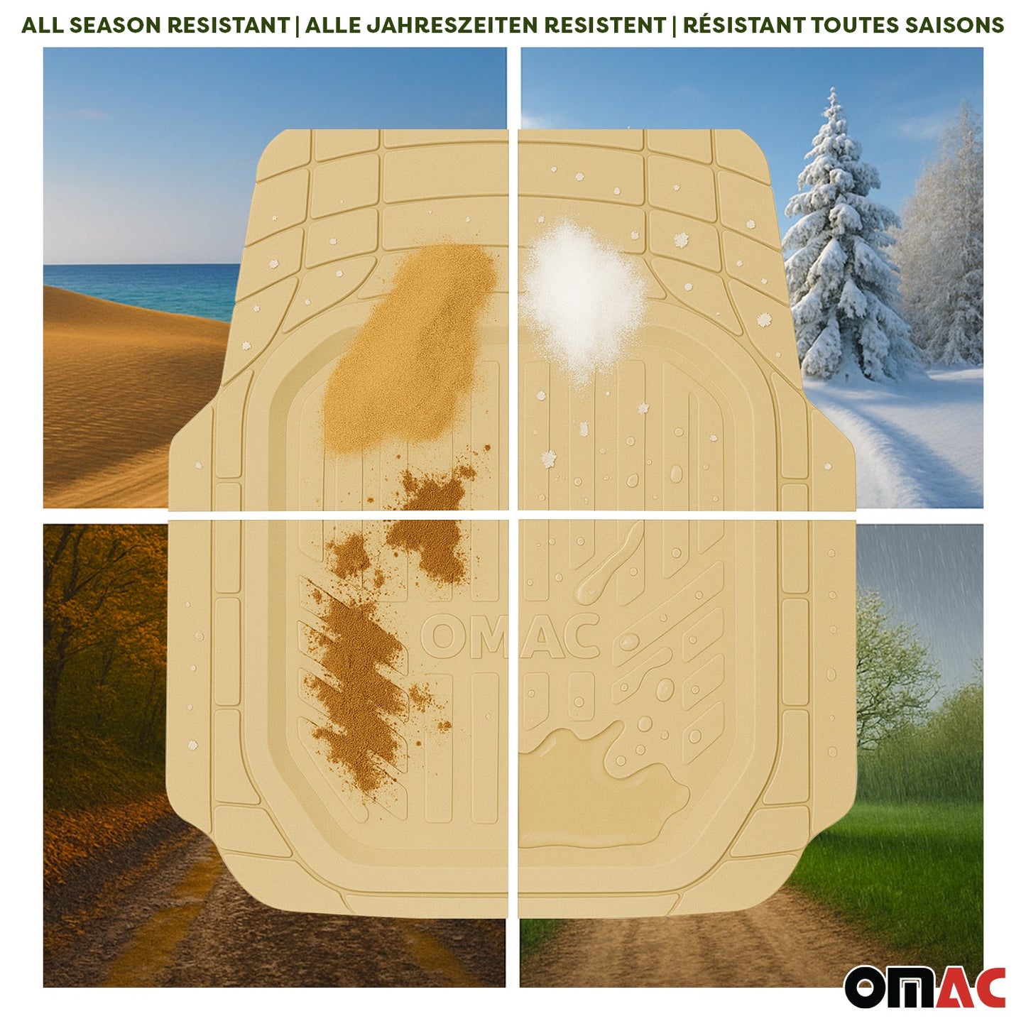 2023-2025 BYD Tang 5Sitze Fußmatten Zuschneidbar Gummi Beige 4 tlg OMAC DE