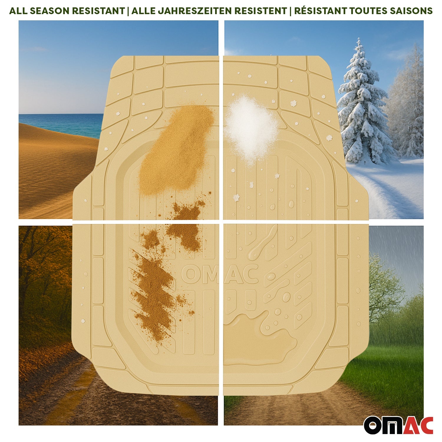 2023-2025 BYD Tang 5Sitze Fußmatten Zuschneidbar Gummi Beige 4 tlg OMAC DE