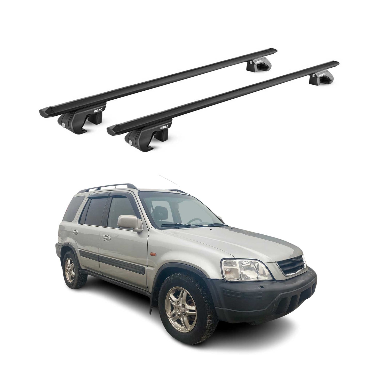 Dachträger Grundtäger für Honda CR-V mk1 1995-2001 90kg Alu Schwarz 2 tlg ABE OMAC DE