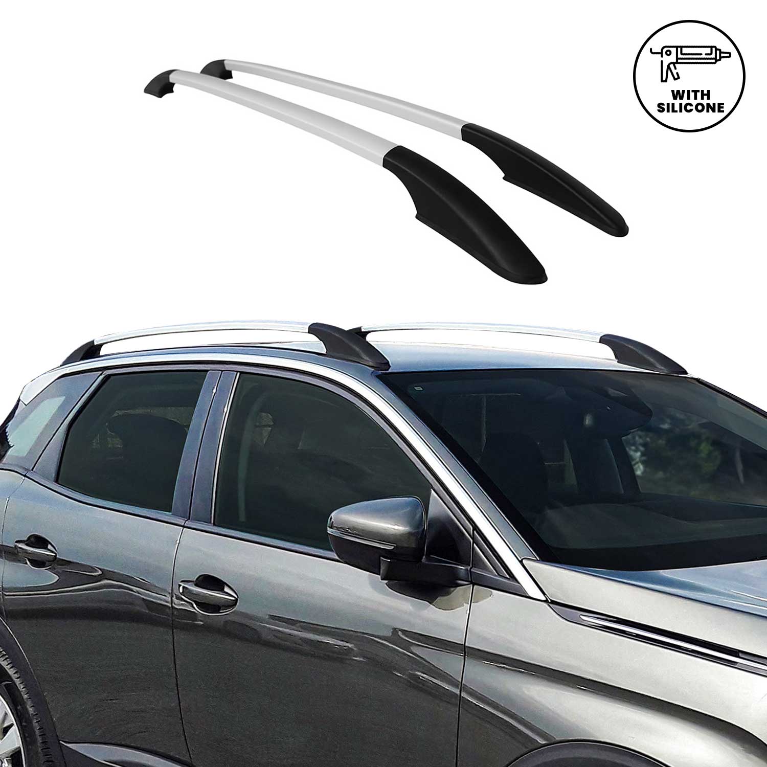 Aluminium Dachreling Relingträger für Renault Clio 2012-2019 Silber 2x OMAC DE