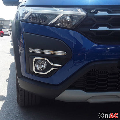 Nebelscheinwerfer Rahmen für Dacia Sandero Stepway 3 2021-2024 Edelstahl Chrom OMAC DE