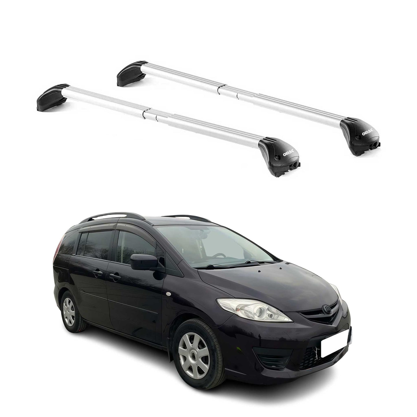 Dachträger Grundtäger für Mazda 5 / Premacy 2005-2018 100kg Alu Silber 2 tlg ABE OMAC DE
