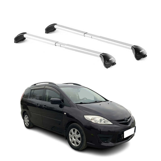 Dachträger Grundtäger für Mazda 5 / Premacy 2005-2018 100kg Alu Silber 2 tlg ABE OMAC DE