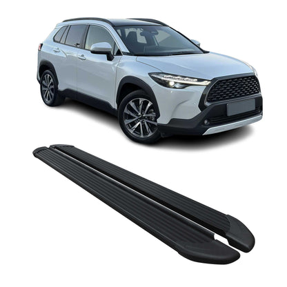 Trittbretter Seitenschweller für Toyota Corolla Cross 2020-2025 Alu Schwarz 2x
