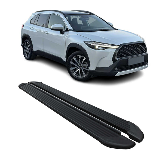 Trittbretter Seitenschweller für Toyota Corolla Cross 2020-2025 Alu Schwarz 2x