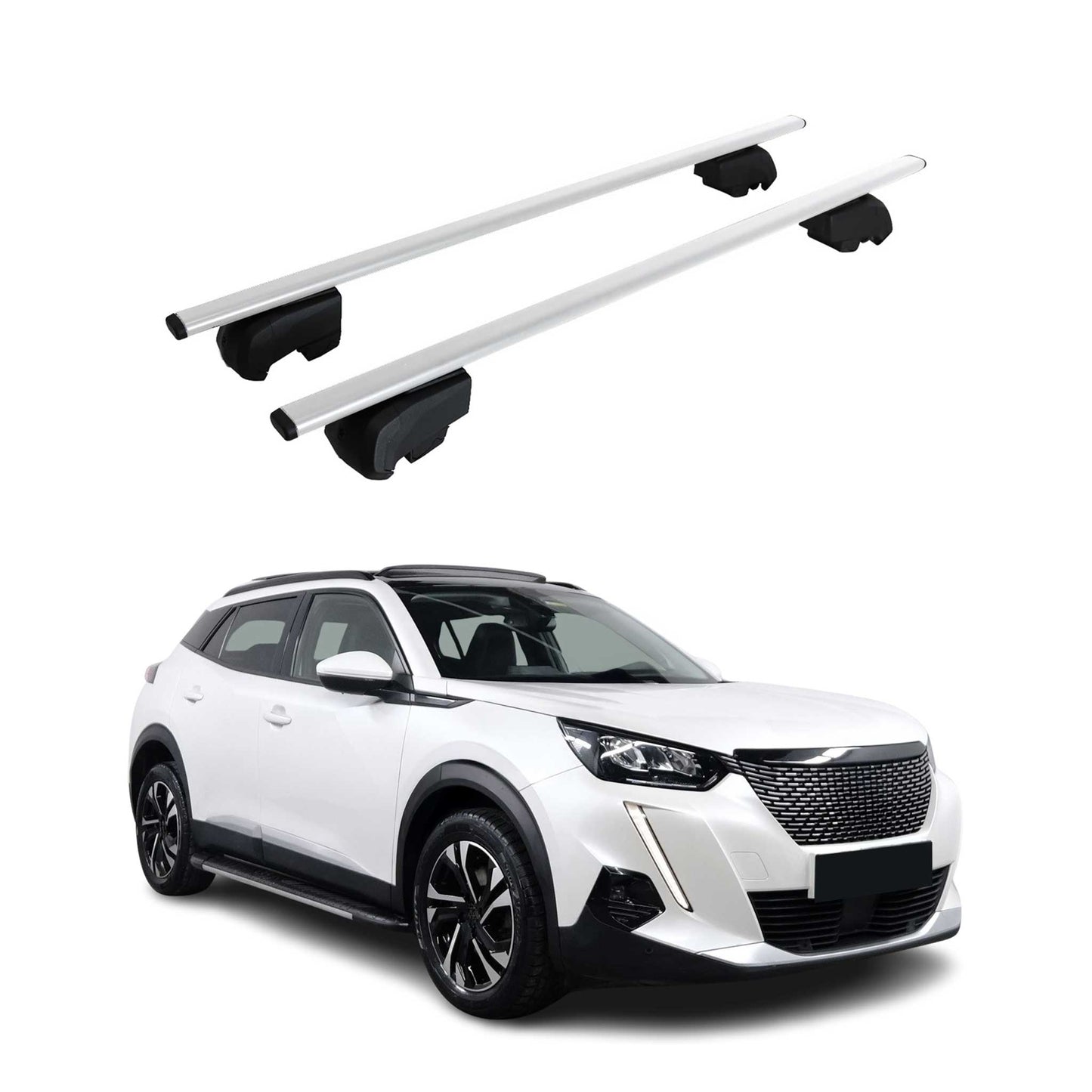 Dachträger für Peugeot 2008 2019-2023 Grundträger Metall Silber ABE 2x OMAC DE