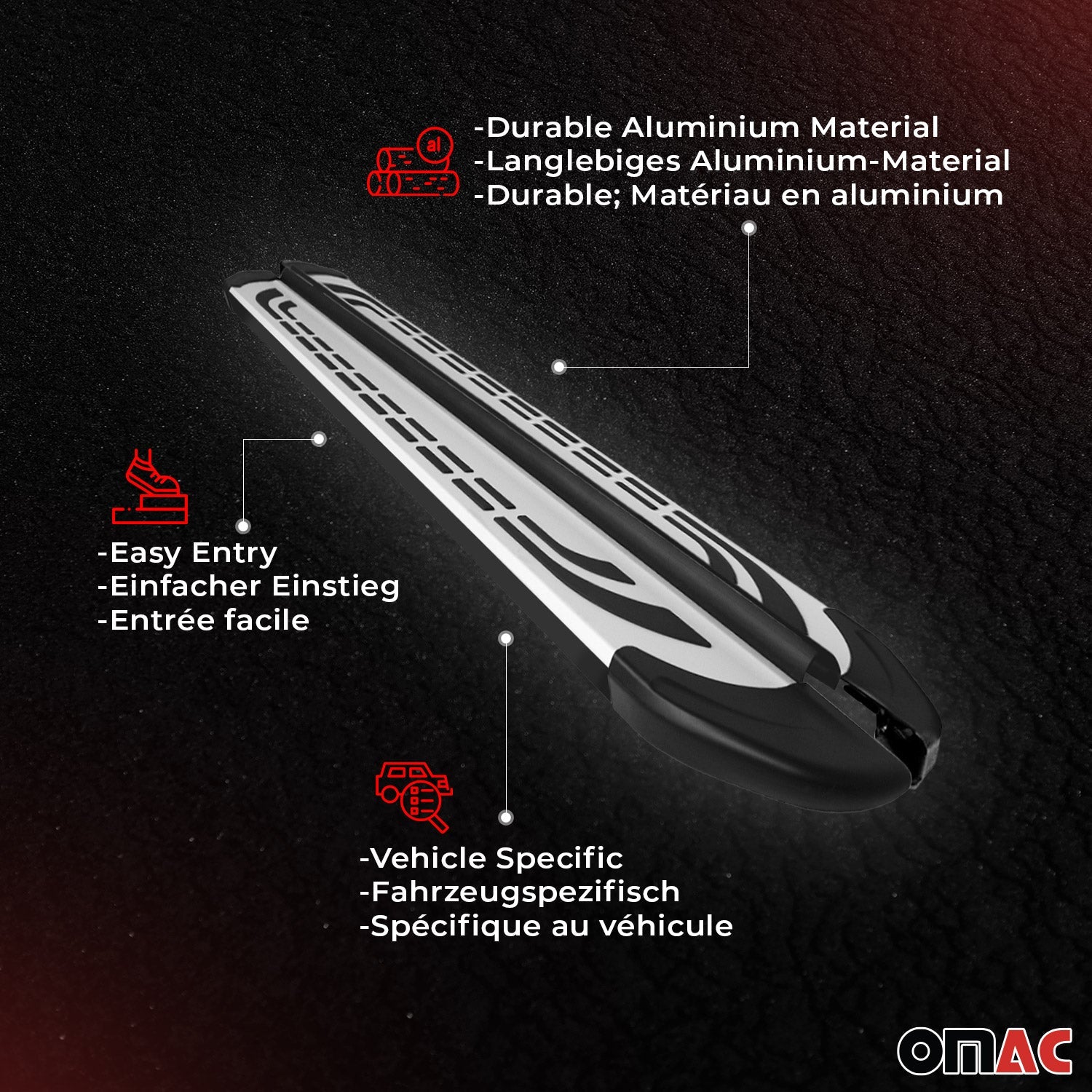 2023-2025 BYD Seal Trittbretter Seitenschweller Seitenbretter Schwarz Silber Aluminium OMAC DE