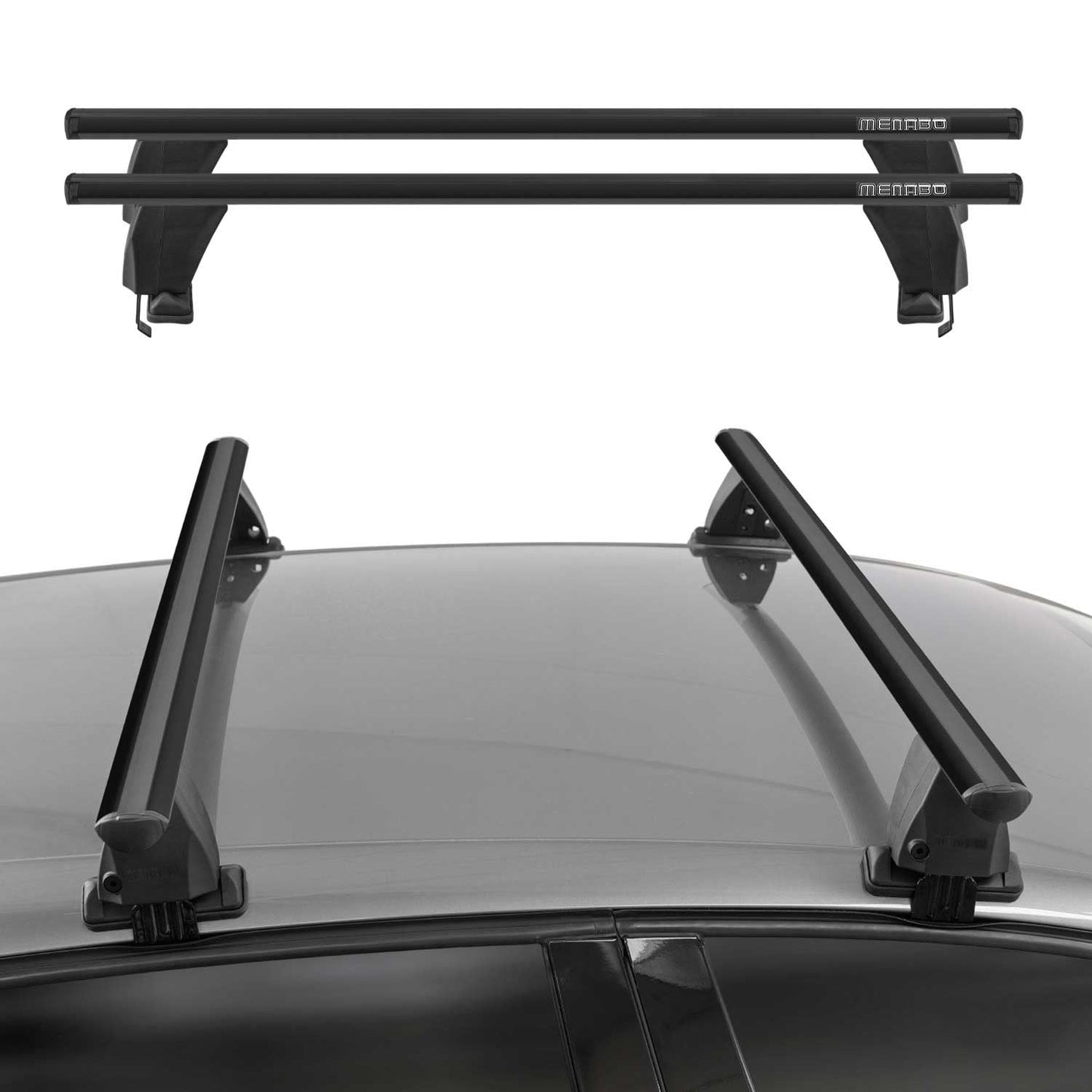 2023-2025 Jeep Avenger Menabo Dachträger Grundtäger ABE Aluminium Schwarz 2x OMAC DE