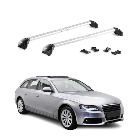 Dachträger Grundtäger für Audi A4 B8 Avant 2008-2015 100kg Alu Silber 2 tlg ABE OMAC DE
