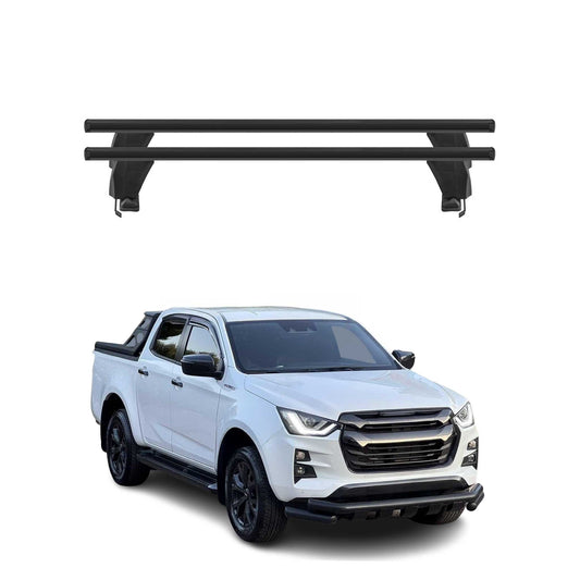 Menabo Dachträger Grundträger für Isuzu D-Max III 2019-2025 Alu Schwarz 2tlg OMAC DE