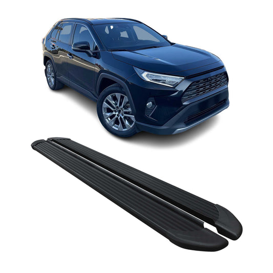 Trittbretter Seitenschweller für Toyota RAV4 Hybrid 2018-2025 Alu Schwarz 2 tlg