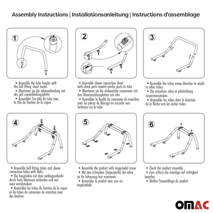 Überrollbügel Rollbar für Nissan Navara D22 1999-06 Gefärbten Stahl Ø76 Schwarz OMAC DE