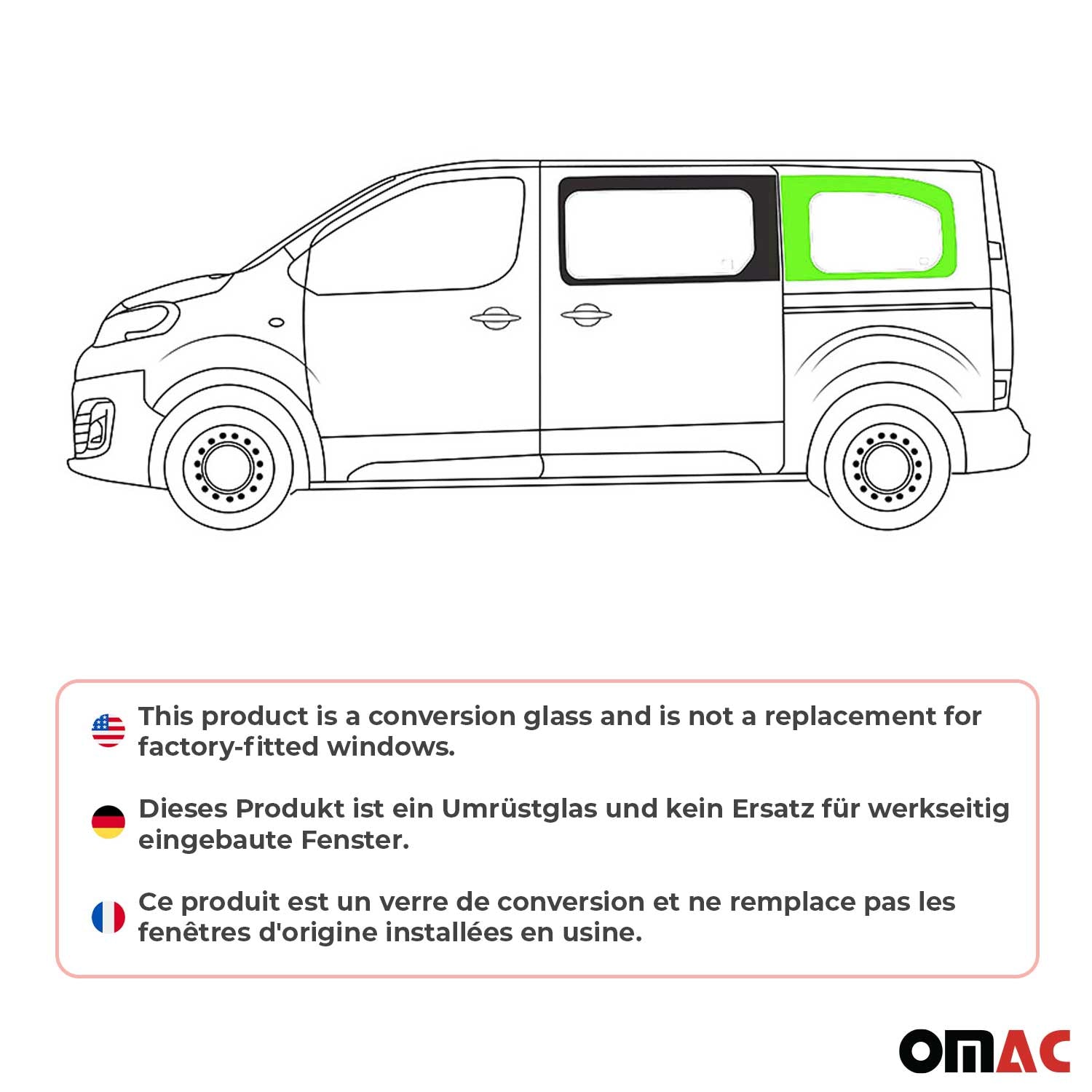 Seitenfenster Auto Fenster für Citroen Spacetourer 2017-2023 Schwarz Links L2 OMAC DE